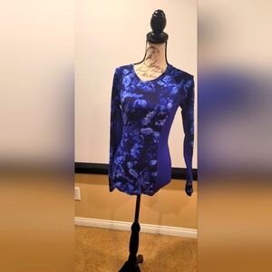 Athleta Indigo Purple Print Long Sleeve Top